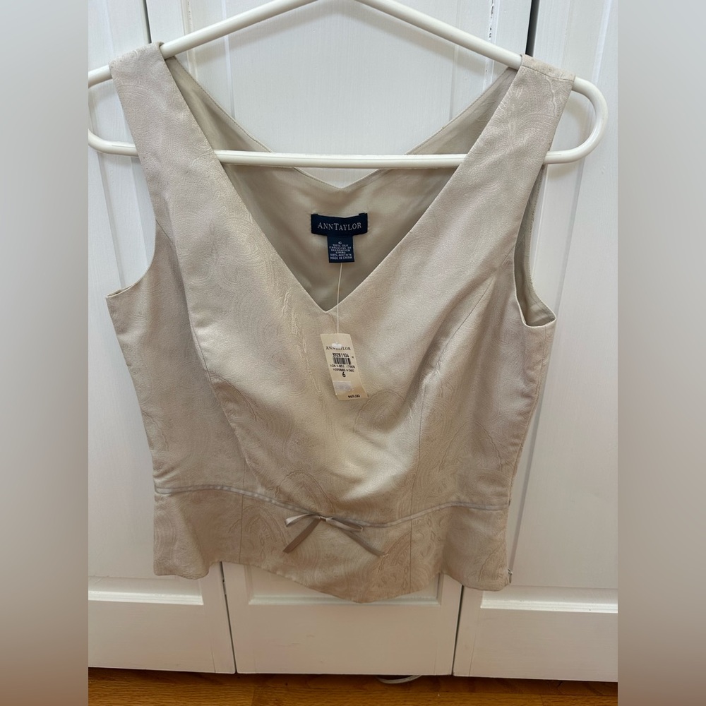 Ann Taylor Elegant Beige Sleeveless Blouse